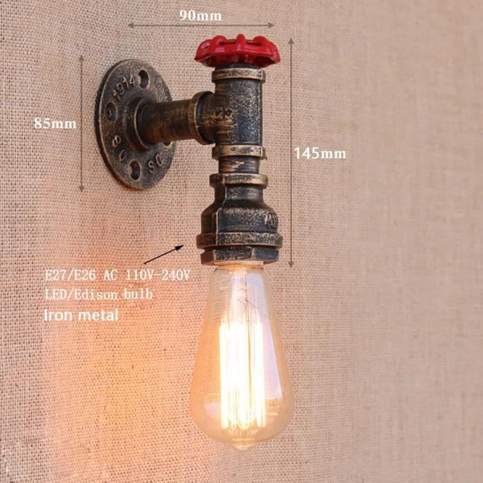Lampes Applique Chambre Mur Punk D'eau Pour Bar Industrielle Murale Loft Rouille Vintage Led Fer Steam E27 Tuyau Salon Rétro OXiPZku