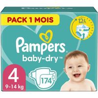 COUCHE PAMPERS Baby-Dry Taille 4, 9-14 kg - 174 Couches - COUCHE PAMPERS Baby-Dry Taille 4, 9-14 kg - 174 Couches -