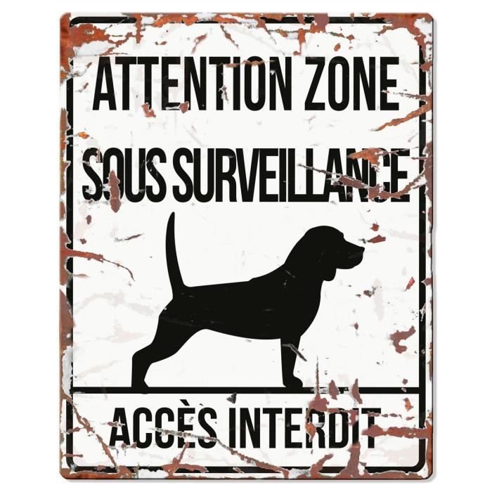 D&D Plaque Attention Chien Beagle - Blanc