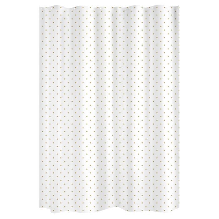 GELCO DESIGN Rideau de douche - 180x200 cm - Motif pois - Blanc et doré