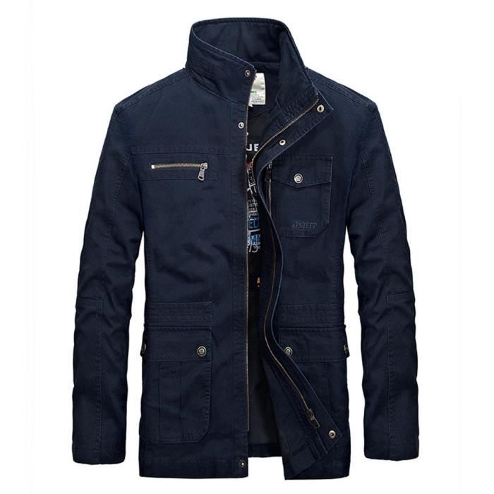 Blouson Homme en Coton Mi Saison Casual Veste Col Montant ...