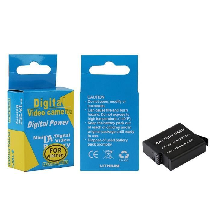 WHIPEARL GP408 Batterie pour GoPro Hero5 - 3,85 V - 1220 mah