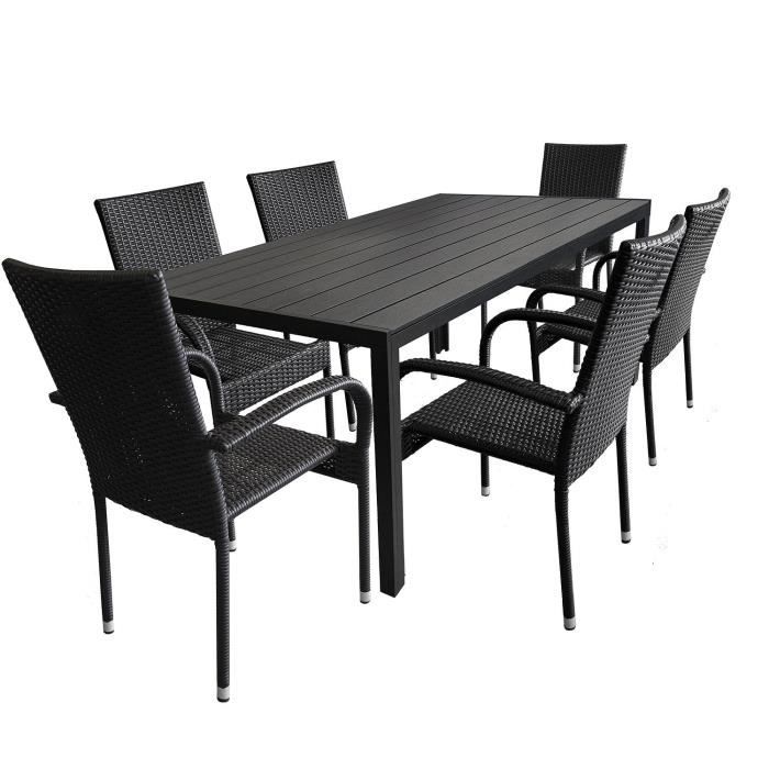 2er Set Aluminium à dossier haut chaise de jardin textiles entoilage Anthracite Noir