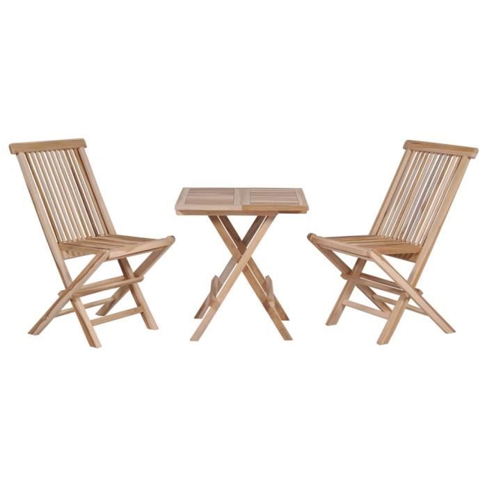 Ensemble De Bistro 3 Pcs Pliable Teck Massif Achat Vente Salon
