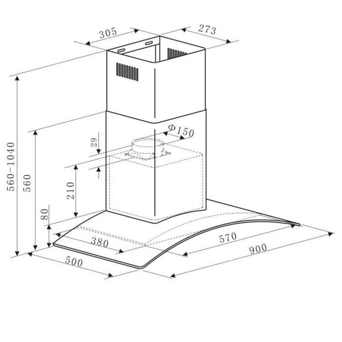 Klarstein GL90WSB - Hotte aspirante murale design2