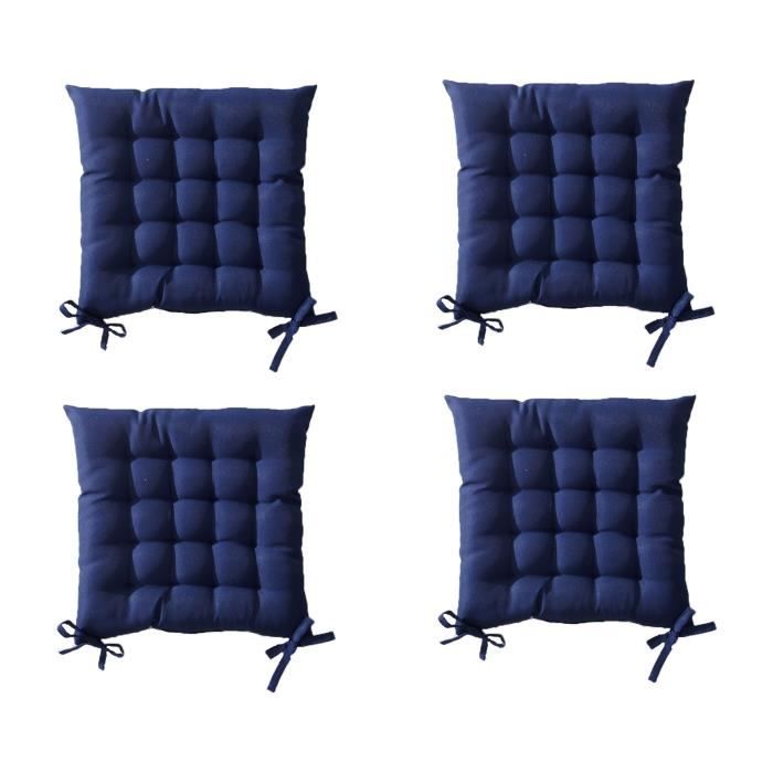 TODAY Lot de 4 assises matelassées 16 points 100% coton 40x40 cm ciel d'orage