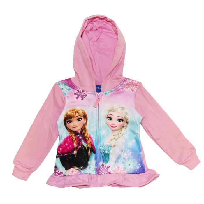 LA REINE DES NEIGES Sweat Gilet Elsa et Anna - Enfant Fille - Blanc Imprimé