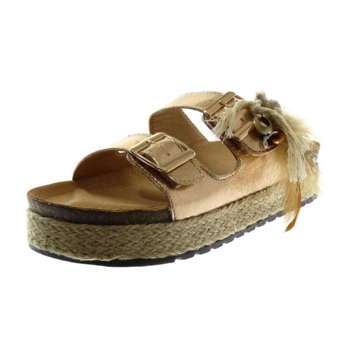 C M Sandales femme à détail plume Gris - Chaussures Sandale Femme C M Sandales femme à détail plume Gris - Chaussures Sandale Femme