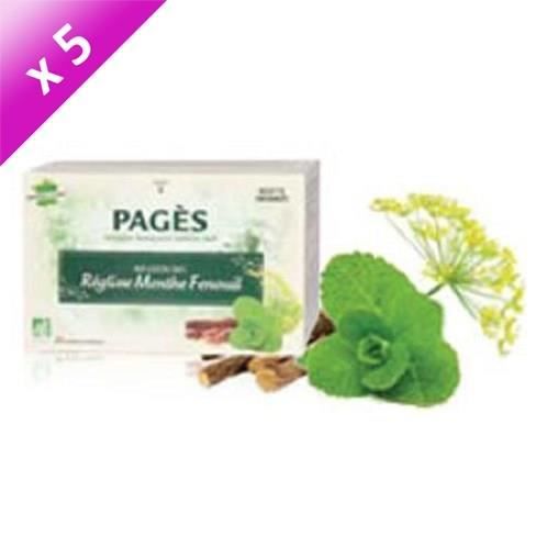 PAGES Lot de 5 Infusions Reglisse Menthe Fenouil Bio