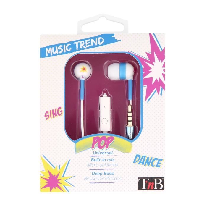 T'NB Music trend 2 Pop Ecouteurs intra-auriculaire avec micro intégré - Blanc / Bleu