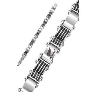 All Blacks , Bracelet Homme , 682099 , Maillons acier et silicone noir , 23cm