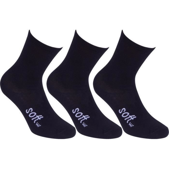 SOFTWR Lot de 3 Chaussettes fines - Enfant - Noir