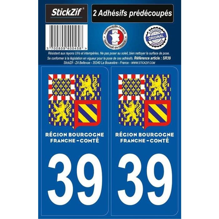 STICKZIF 2 Autocollants Région Département 39 SR39