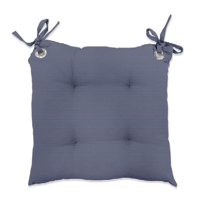 TODAY Galette de chaise Cabane de Plage Liny 100% coton - 40x40 cm - Bleu rayé et blanc
