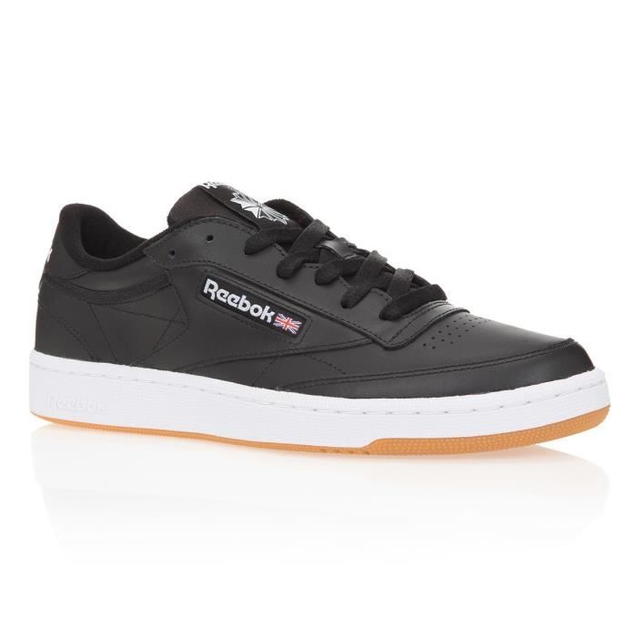 REEBOK Baskets Club C85 Cuir - Homme - Noir et Blanc