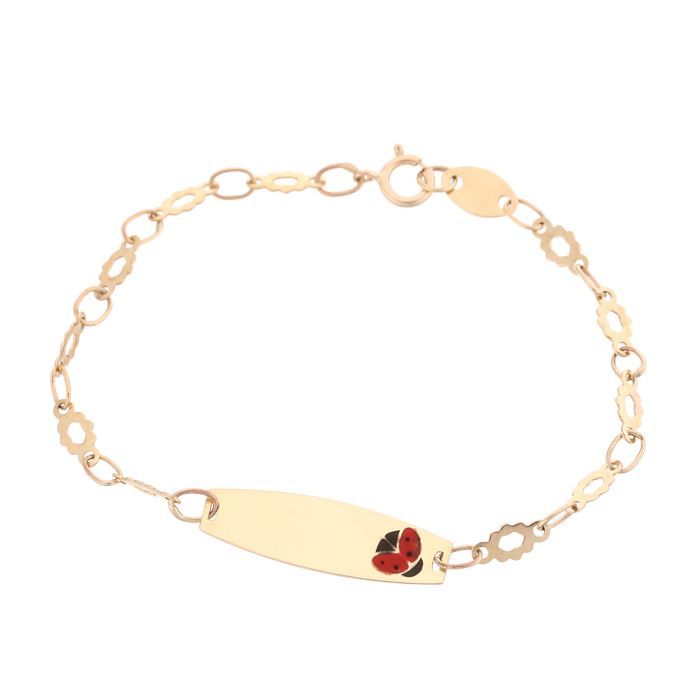 YSORA - Gourmette Bébé Coccinelle en Or Jaune 9 Carats - Bébé