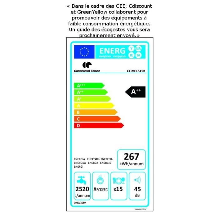  CELVE1545B Lave vaisselle encastrable - 15 couverts3