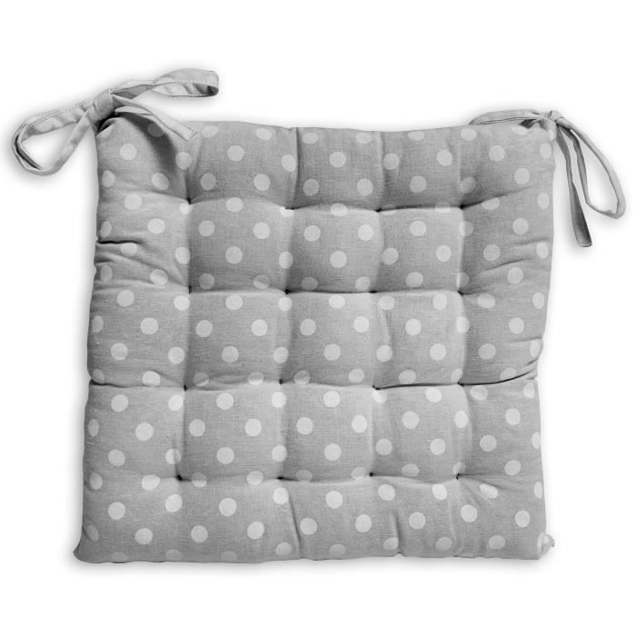 SOLEIL D'OCRE Galette de chaise capitonnée Passion en coton - Gris