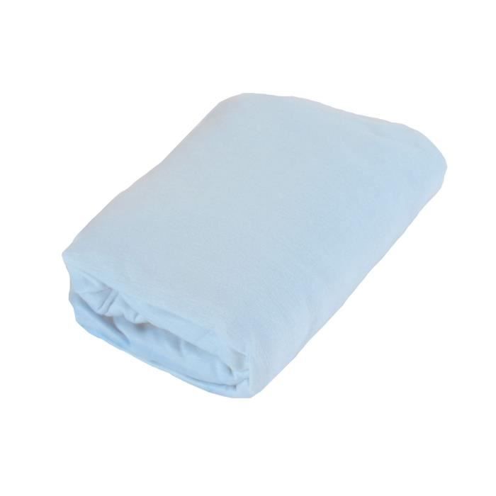 Babycalin lot de 2 Draps Housse Blanc//Bleu Ciel 60 x 120 cm