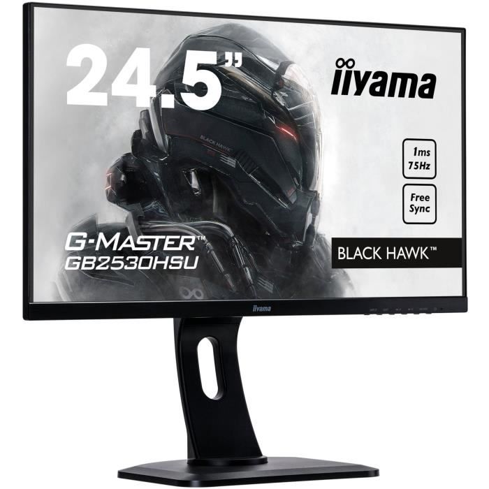 IIYAMA Ecran LED 24 pouces - G-Master GB2530HSU-B1 Black Hawk - Dalle TN - 1 ms - VGA/HDMI/DisplayPort - Technologie FreeSync