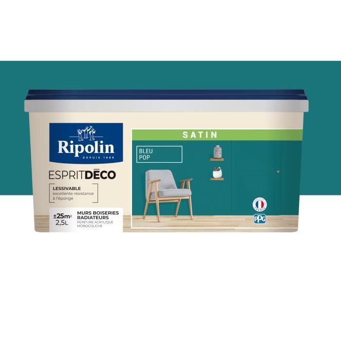 Ripolin Peinture Murale Toutes Pièces Bleu Pop Satin 25l Achat