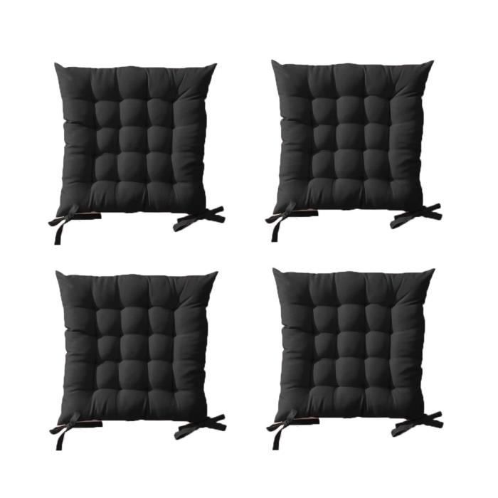 TODAY Lot de 4 assises matelassées 16 points 100% coton 40x40 cm réglisse