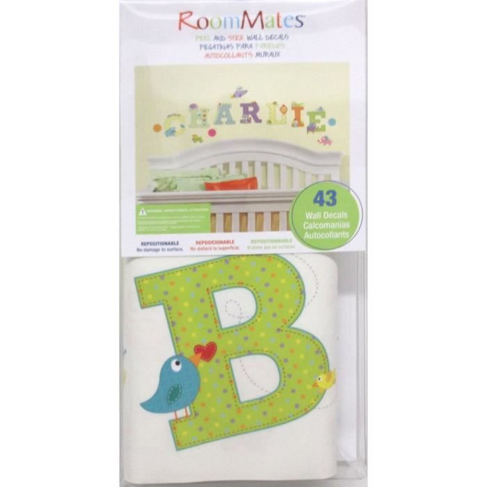 ROOMMATES Stickers ANIMAL ALPHABET DENA DESIGNS PEEL repositionnables 4 feuilles de 10,1cm x 44,1cm