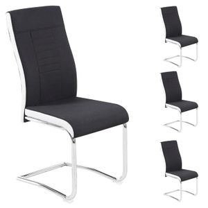 Chaises Achat 4 Pcs Manger Lot De Vente Tissu À Noir Salle EH9IW2D