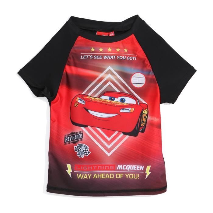 CARS Tee-Shirt Anti-UV Rouge Enfant Garçon Sérigraphie