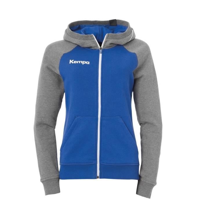 KEMPA Veste à Capuche de Handball Fly High Femme Bleu roi et gris chiné