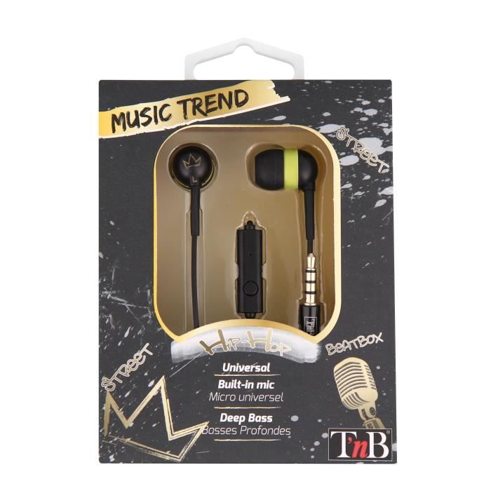 T'NB Music trend 2 Hip-hop Ecouteurs intra-auriculaire avec micro intégré - Noir