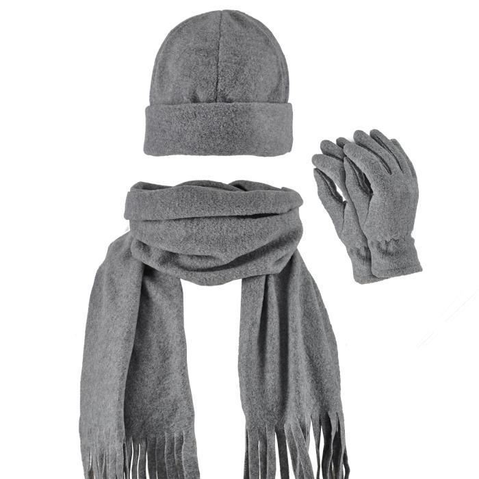 Ensemble Bonnet Écharpe Gants Femme Hiver - 3 Pièces Doublure Polaire - Gants Tactiles - Boîte Cadeau