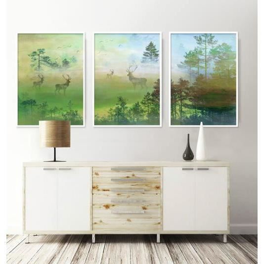 Frais Rêve Vert Forêt Elk Triple Peinture Décorative Pour La