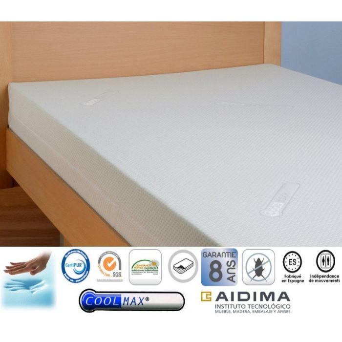 Matelas 80x200cm 8cm Mousse à Mémoire de Forme   Achat / Vente