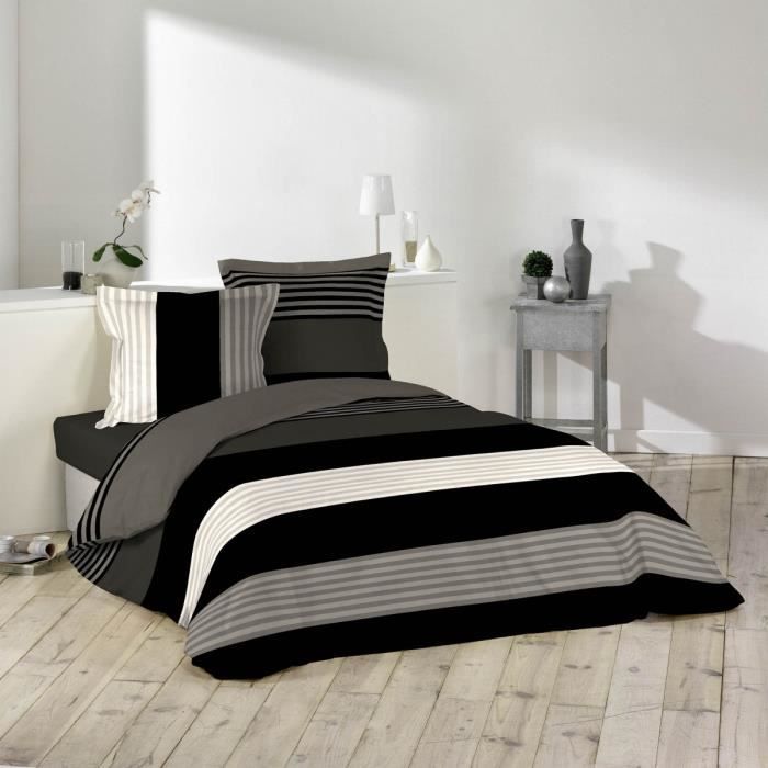 Housse de couette 240x260 noir et blanc - Achat / Vente Housse de