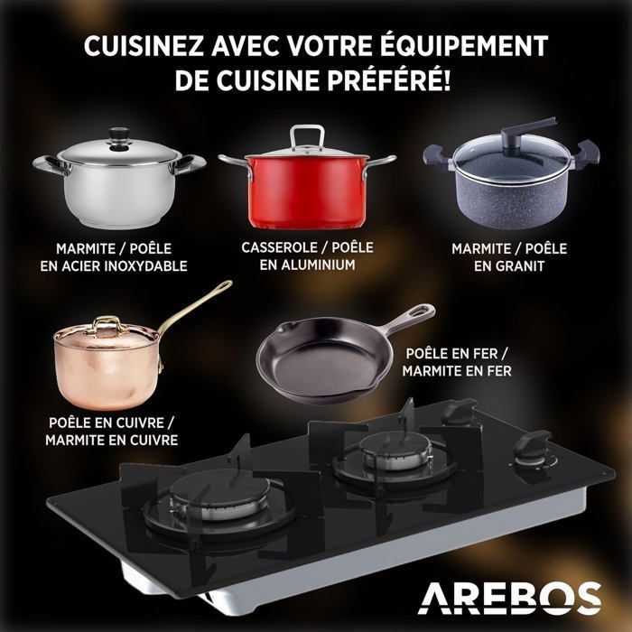 Cuisinière à Gaz Arebos en Verre de2