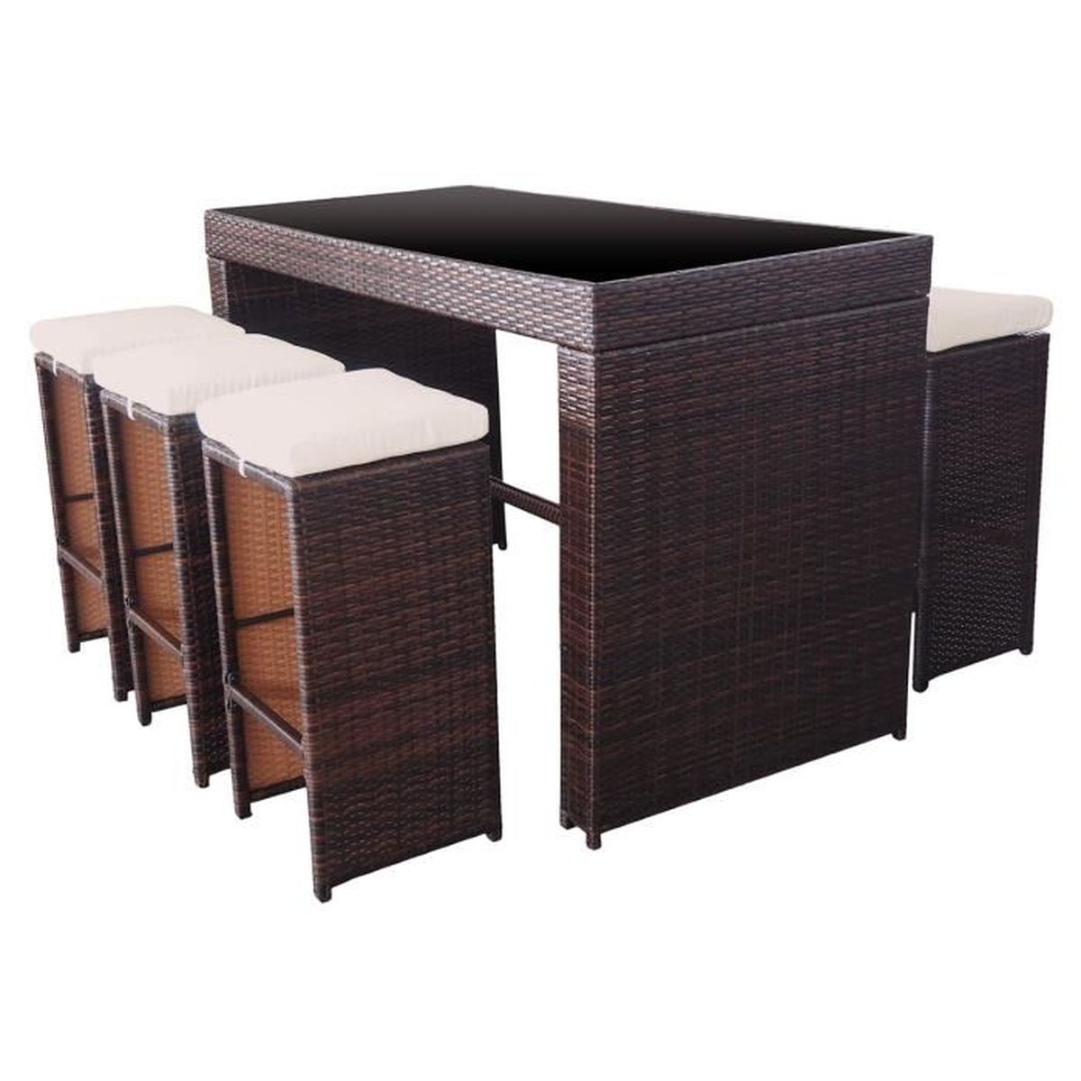 set mange debout en resine tressee 6 pl chocolat
