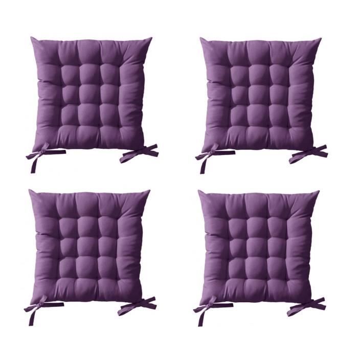 TODAY Lot de 4 assises matelassées 16 points 100% coton 40x40 cm figue