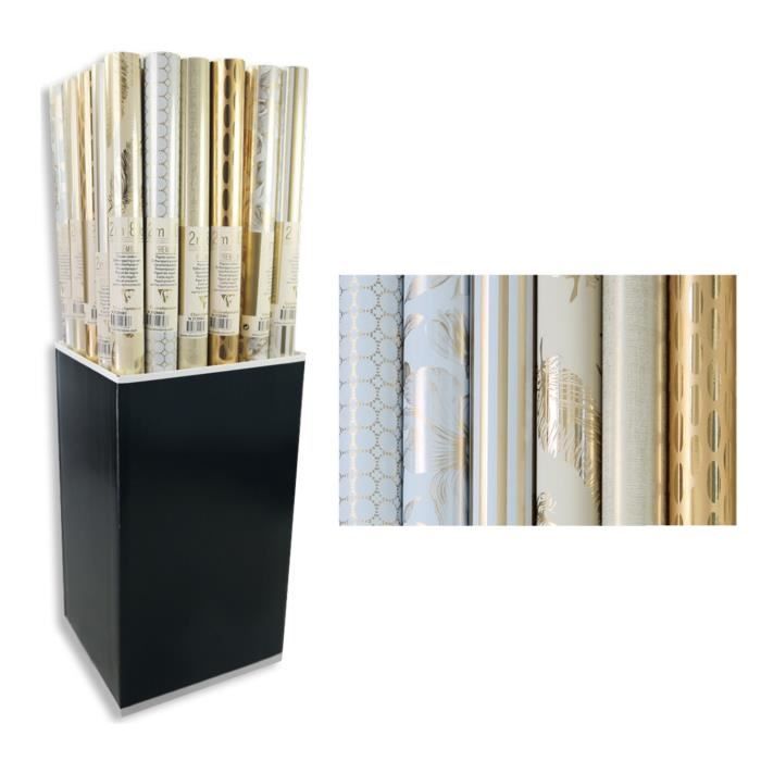 CLAIREFONTAINE Rouleau papier cadeau Premium Trésor - 2 x 0,7 m - 80 g / m² - 6 motifs assortis sous film