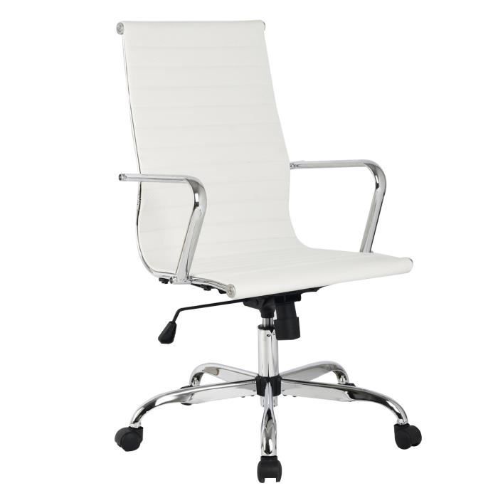 Réglable Pu 113 Cuir Hauteur Fauteuil X De 63x103 Soutien 56 Ergonomique Costway Lombaire Haut Chaise Cm Blanche Bureau KJFl1Tc3u