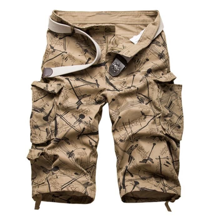 Hommes Bermuda Camouflage Mode Cargo Shorts D'été Brun ...