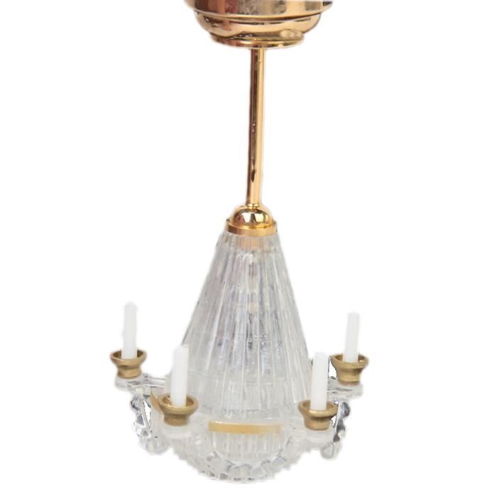 Faux D'eclairage Chandelle Poupee Supports Cinq Miniatures 1 Led Lustre Transparent Or Maison 12 De PuXiTkwOZ