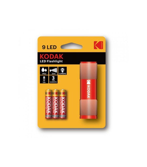 KODAK Lampe torche 9-LED flashlight + 3 Piles LR03/AAA EHD - Rouge