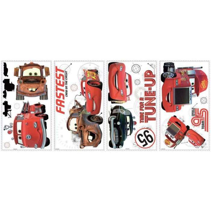 ROOMMATES Stickers DISNEY CARS FRIENDS repositionnables 4 feuilles de 101cm x 441cm