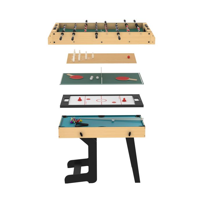 Table Multi-jeux 5-en-1 Pour Enfants - Ping-pong, Baby-foot, Billard, Hockey, Basket - Pliable 122x61x81 Cm - Jeux D'intérieur