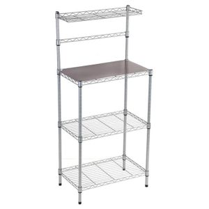 taille : 60 cm /Étag/ère de cuisine support de rangement en acier inoxydable /Étag/ère de rangement pour micro-ondes sur pied multi-niveau