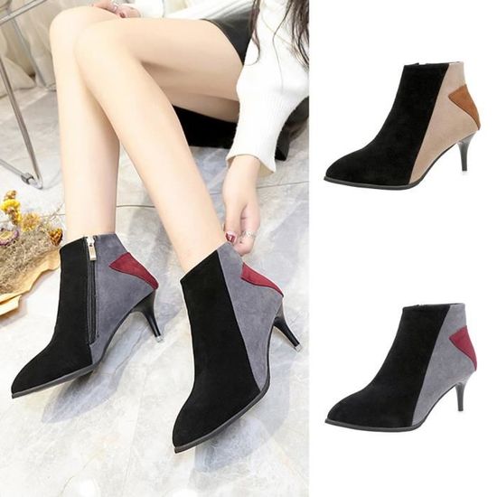 Femmes Dames Femelle Suede Faux Bottes Cheville Zipper Martin Pointu Souliers LMH71214553_1001 Beige Beige - Achat / Vente botte Femmes Dames Femelle Suede Faux Bottes Cheville Zipper Martin Pointu Souliers LMH71214553_1001 Beige Beige - Achat / Vente botte