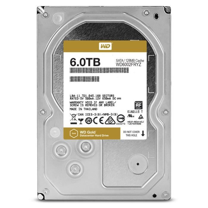 WD Disque dur interne Gold - 6To - 128Mo - 3.5\