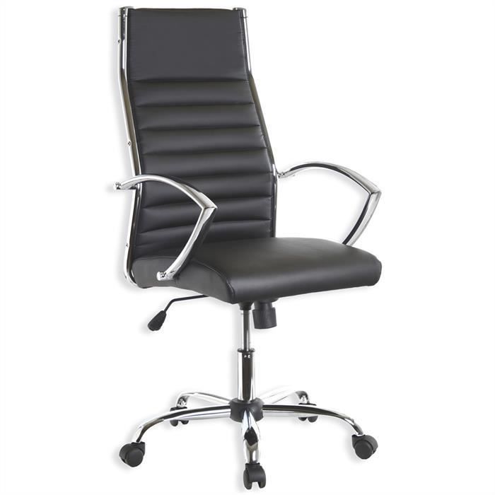 Fauteuil de bureau noir Pietement 5 branches en acier époxy chromé