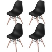 CHAISE Lot de 4 scandinave Chaise de salle à manger noire CHAISE Lot de 4 scandinave Chaise de salle à manger noire